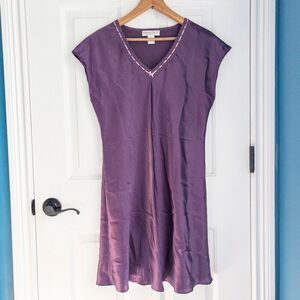 Vintage purple satin slip dress with lace trim Morgan Taylor Intimates